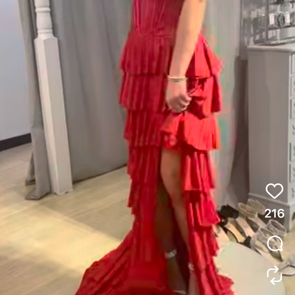Rachel Allan Vibrant Red High Low Dress